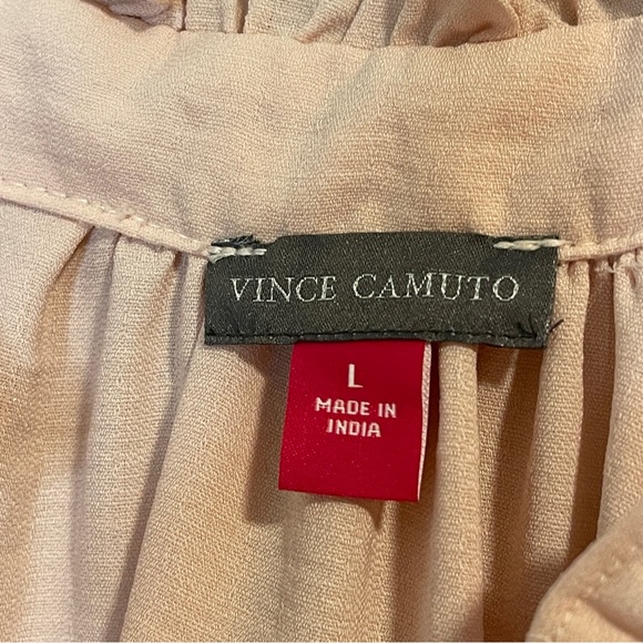 VINCE CAMUTO Pleated Mock Neck Blouse Dusty Rose L - Picture 5 of 6